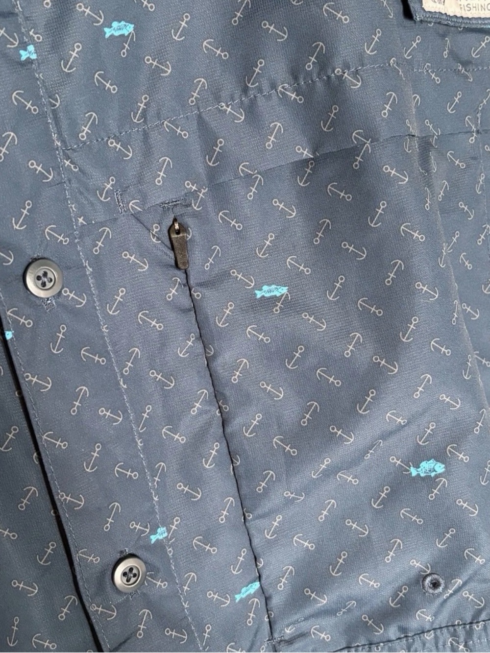 Realtree Navy Button-Up Shirt with Light Blue Micro Pattern - Picture 6 of 10